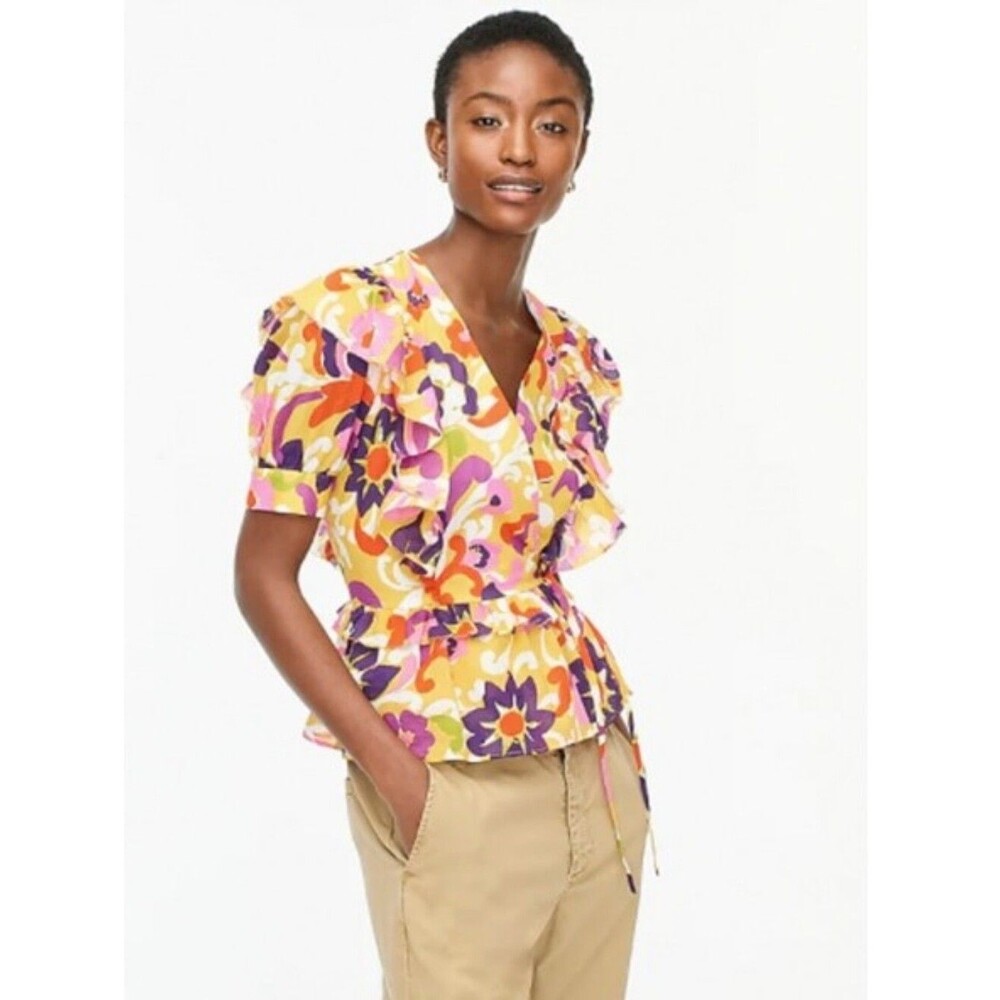J.Crew Ruffle Wrap Top Ratti Curly Floral M